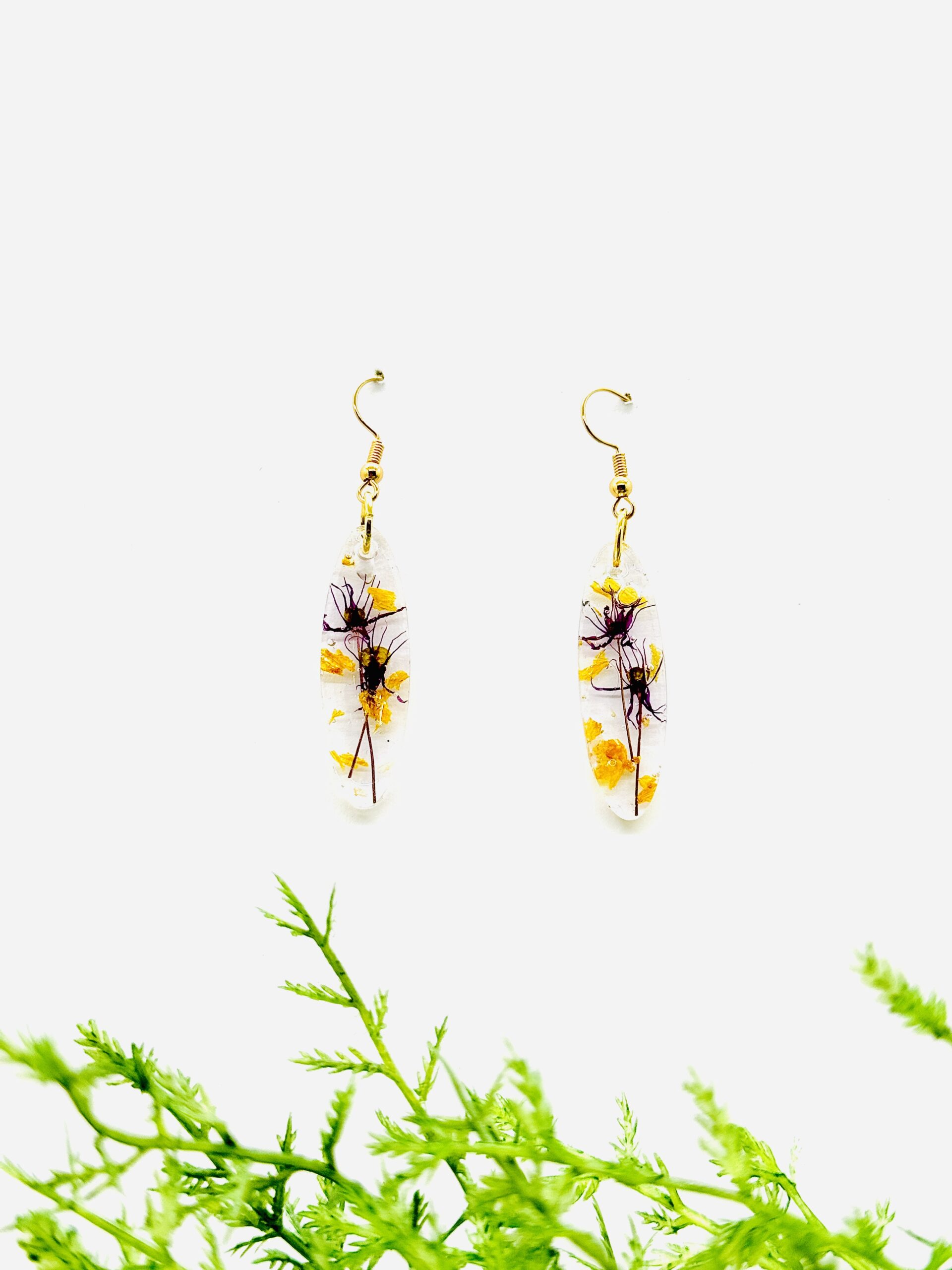 Purple and Orange Flower Earrings