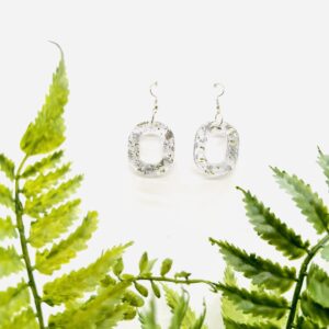 Green Leaves and Silver Glimmer Earrings