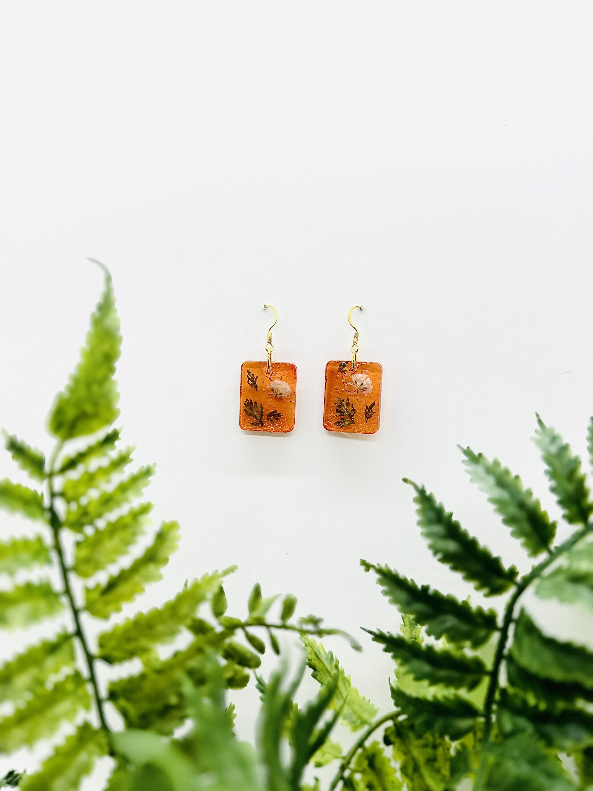 Orange Baby's Breath Earrings