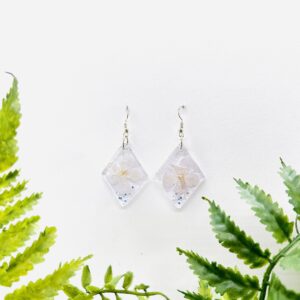 Diamond Shape with White Flock Earrings