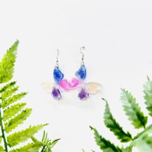 RAVE Butterfly with Colorful Glitter Earrings