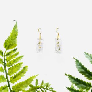 Small Rectangle with Baby's Breath Earrings