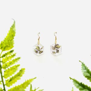 Hexagon with Queen Anne's Lace Earrings